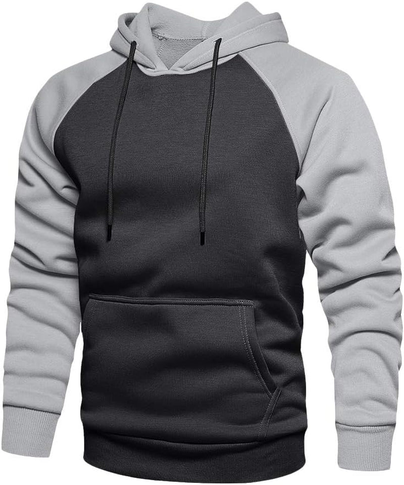 Pullover Hoodie Men Blend Fleece Long Sleeve Sweatshirt with Kangaroo Pockets